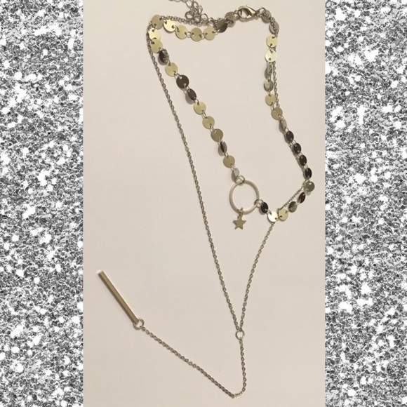 3-$15 Layered Sequin Star+Bar Pendant Y Chain Necklace - Picture 4 of 5